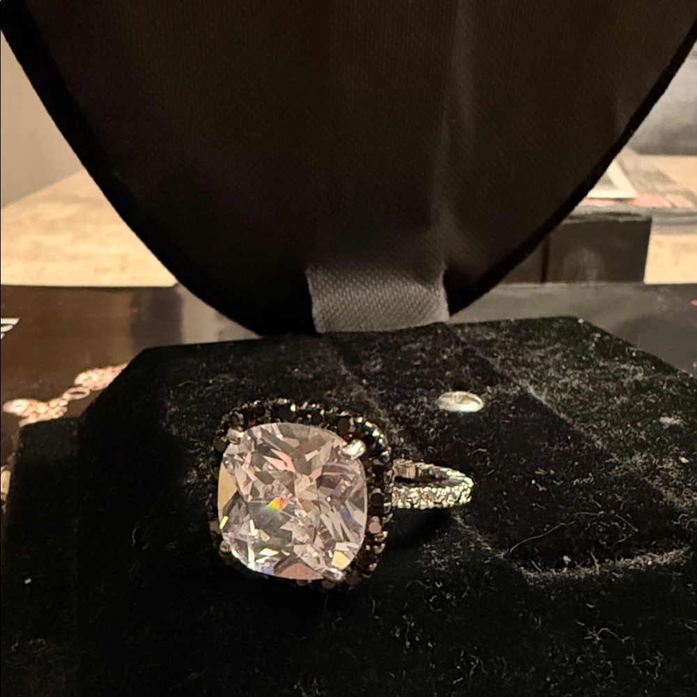 Gorgeous large cushion, crystal cocktail ring square cut size 9 1/2